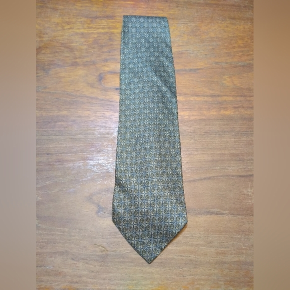 Giorgio Armani Tie, 100% Silk, Blue & Green & Grey Pattern, Made in Italy - Picture 2 of 10